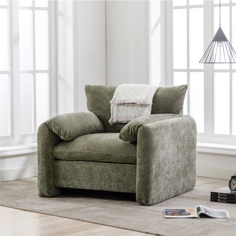 Afuera Living Matcha Green Chenille Oversized Armchair with 330 lbs Capacity