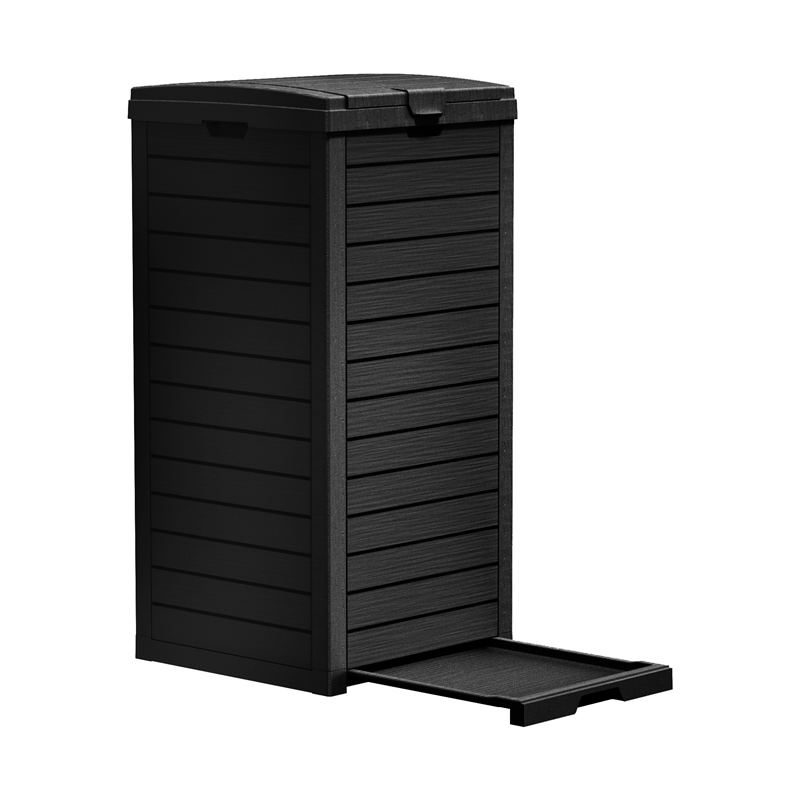 Afuera Living 31-Gallon Black Outdoor Lockable No-Tools Concealed Trash Can
