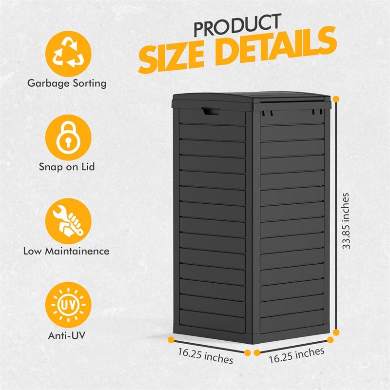 Afuera Living 31-Gallon Black Outdoor Lockable No-Tools Concealed Trash Can
