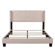Afuera Living Queen Beige Velvet Platform Bed 500 lbs Box Spring Needed