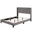 Afuera Living Queen Gray Velvet Platform Bed 500 lbs Box Spring Needed
