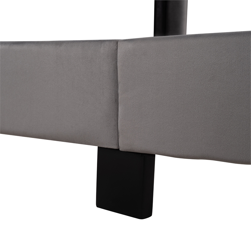 Afuera Living Queen Gray Velvet Platform Bed 500 lbs Box Spring Needed