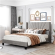 Afuera Living Queen Gray Velvet Platform Bed 500 lbs Box Spring Needed