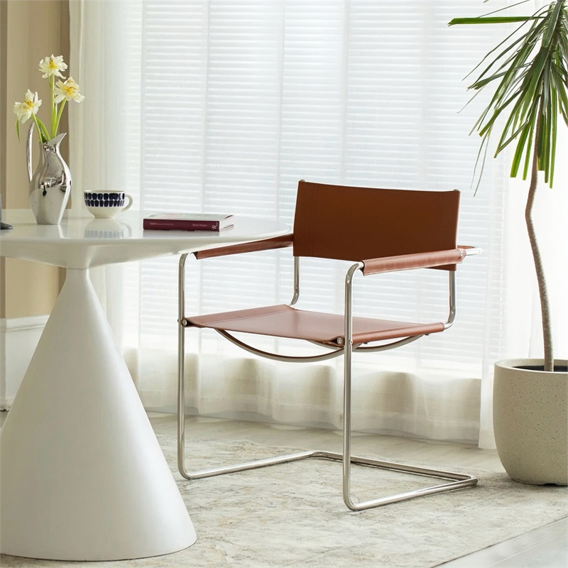 Afuera Living Ergonomic Waterproof Faux Leather Stainless Steel Chair