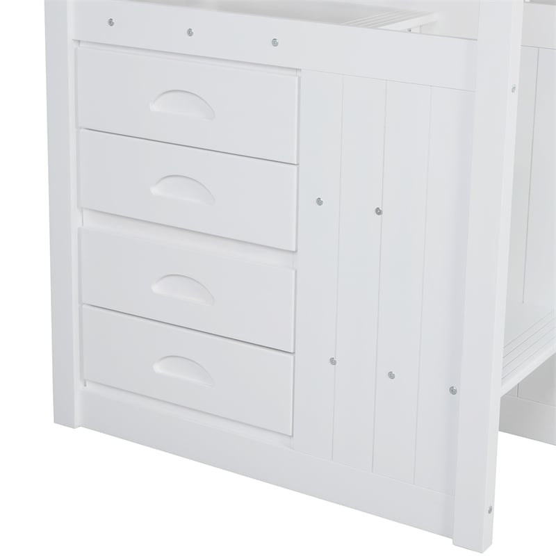 Afuera Living White Full/Full Bunk Bed with Twin Trundle & 4 Storage Drawers