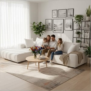 Afuera Living White L-Shaped Chenille Foam-Filled Sofa No Assembly Required