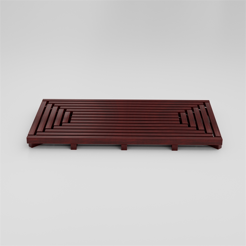 Afuera Living Oiled Finish Teak Wood Reversible Shower Mat w/ 12 Anti-Slip Pads