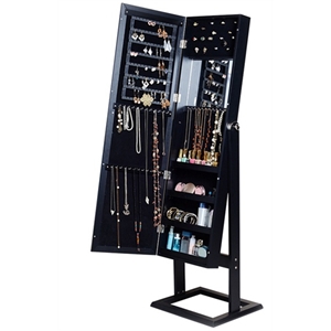 Afuera Living 15.75-Inch Black 2-in-1 Jewelry Armoire with Full-Length Mirror