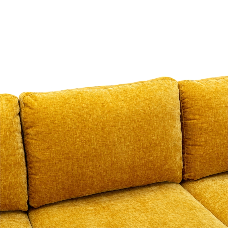Afuera Living Yellow 4-Piece U-Shaped Sectional Sofa Golden Legs Seats 6
