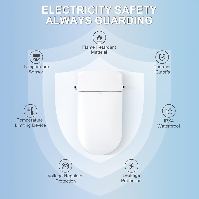 Afuera Living White Stainless Steel Smart Toilet with Bidet & Heated Seat