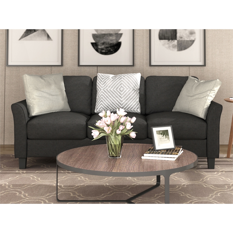 Afuera Living 3-Piece Black Linen Sectional Sofa Set Hardwood Frame with Foam