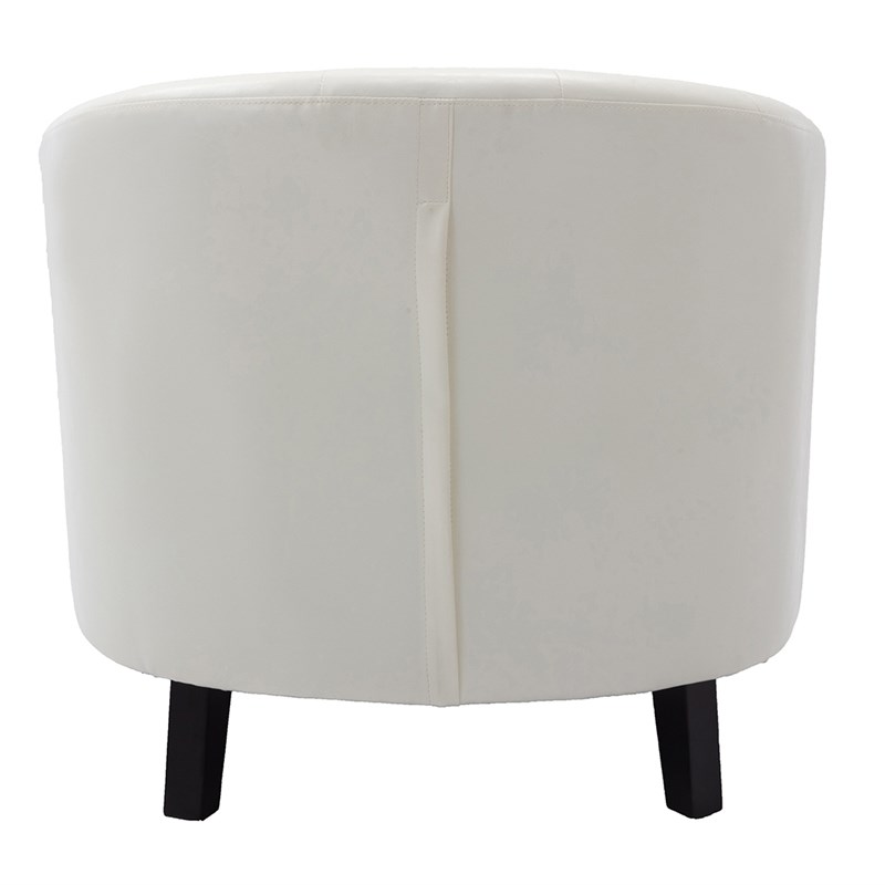 Afuera Living White PU Leather Ergonomic Tufted Barrel Accent Chair