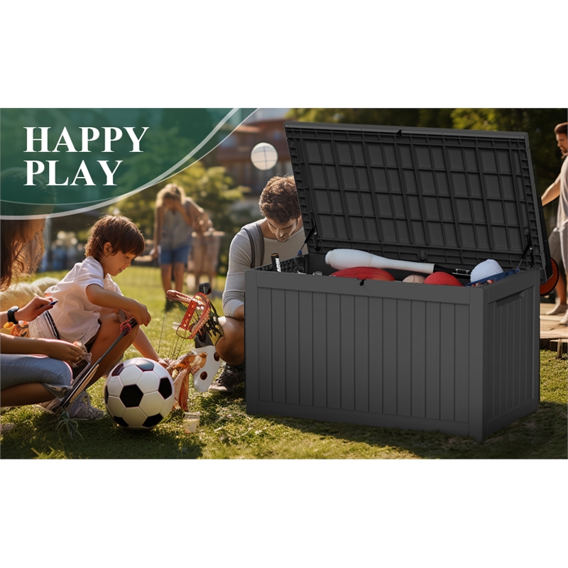 Afuera Living 230-Gallon Black PP Outdoor Lockable Lid Storage Box