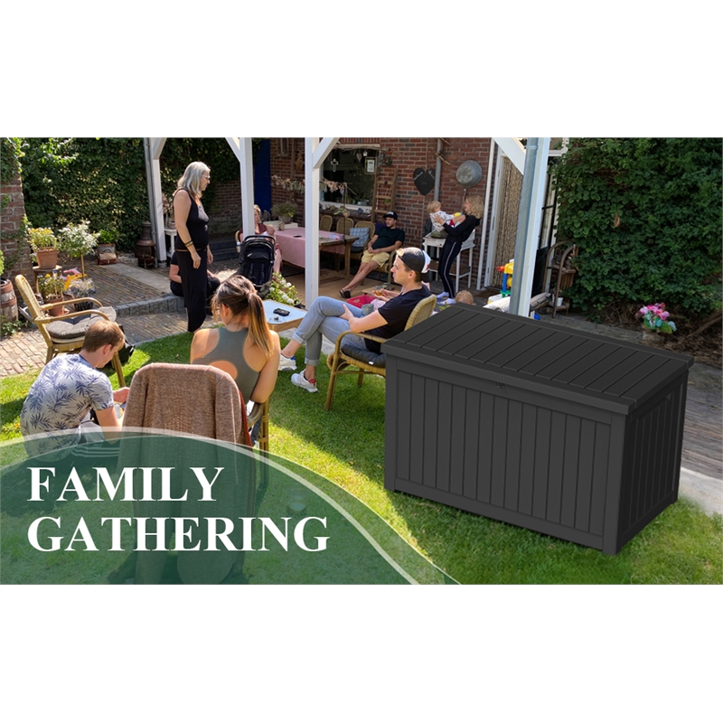 Afuera Living 230-Gallon Black PP Outdoor Lockable Lid Storage Box