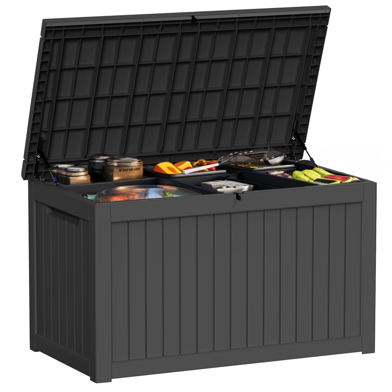 Afuera Living 230-Gallon Black PP Outdoor Lockable Lid Storage Box