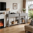 Afuera Living 40-Inch Grey Fluted Console Table with 2 Drawers 39.4x11.7