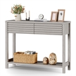 Afuera Living 40-Inch Grey Fluted Console Table with 2 Drawers 39.4x11.7