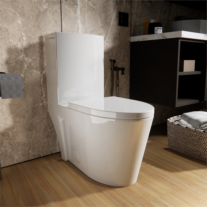 Afuera Living White 1-Piece Dual Flush Elongated Toilet 3/6L Slow-Close Seat