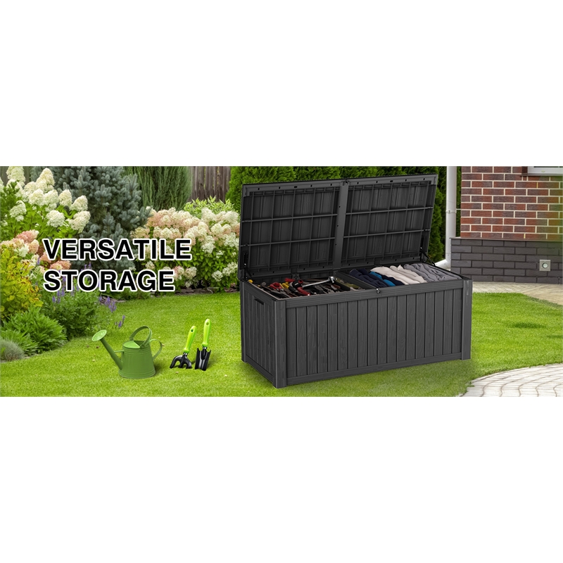 Afuera Living 150-Gallon Black Outdoor PP Storage Box Lockable with Handles