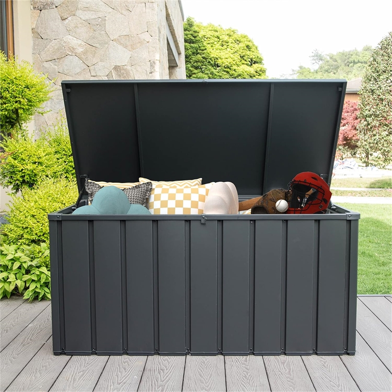 Afuera Living 150-Gallon Black Outdoor PP Storage Box Lockable with Handles