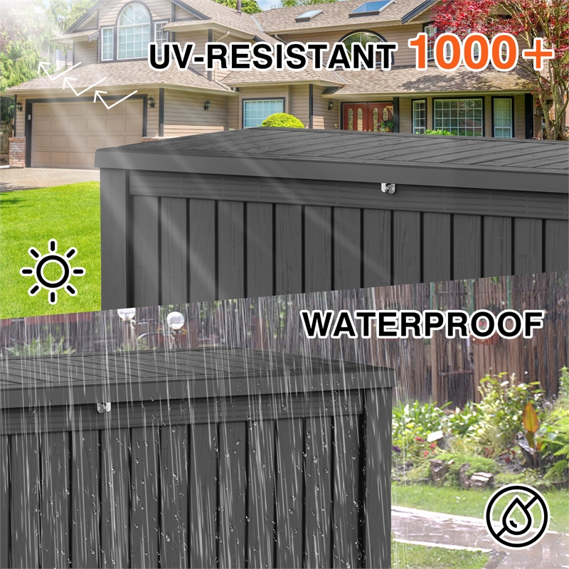 Afuera Living 150-Gallon Black Outdoor PP Storage Box Lockable with Handles