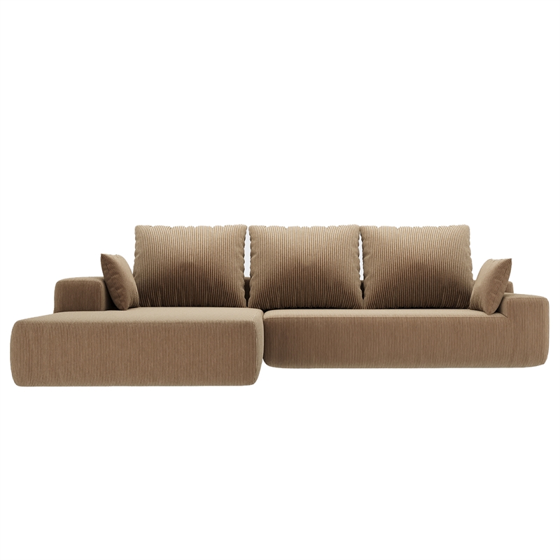 Afuera Living L-Shaped Foam-Filled Corduroy Sofa No Assembly Required