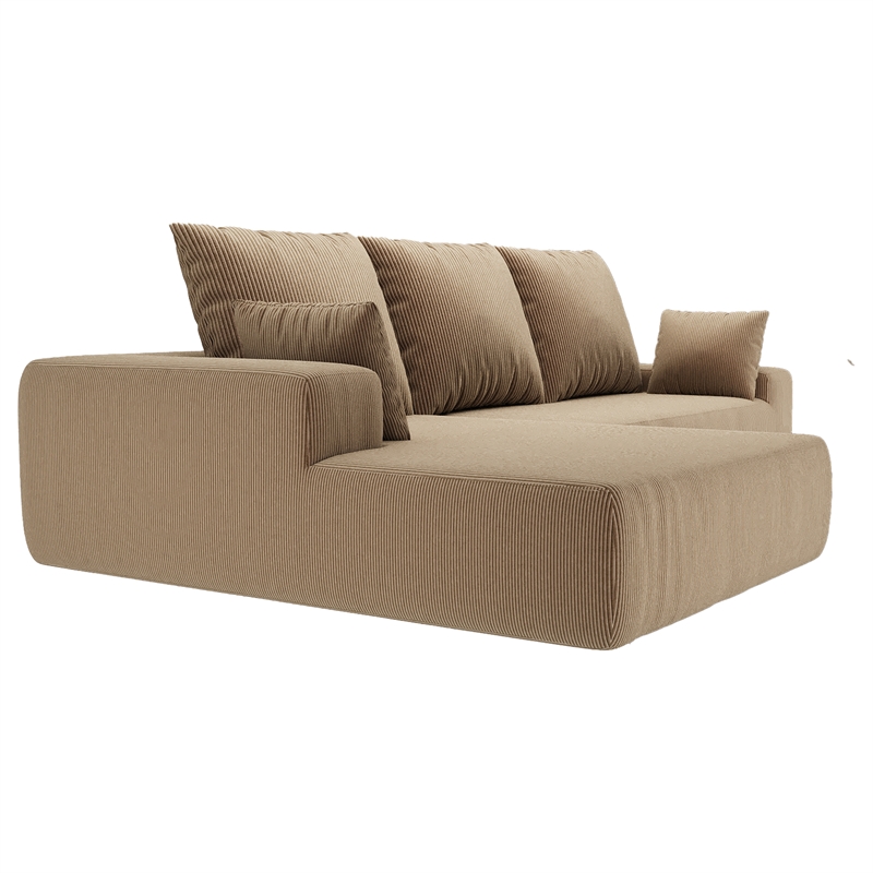 Afuera Living L-Shaped Foam-Filled Corduroy Sofa No Assembly Required
