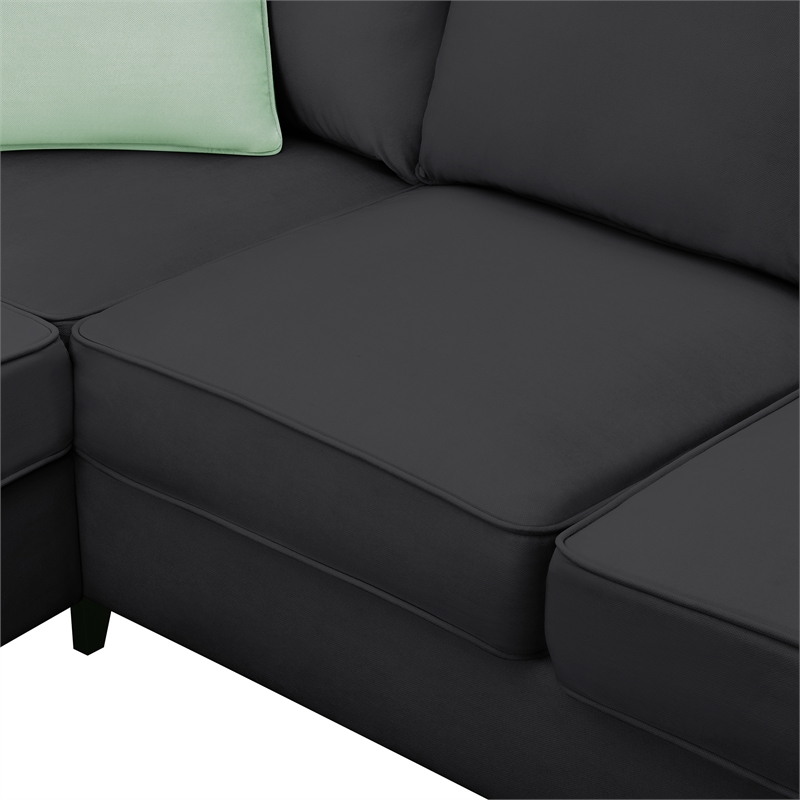 Afuera Living Black 7-Seat L-Shaped Sectional Sofa with Ottoman & 3 Pillows