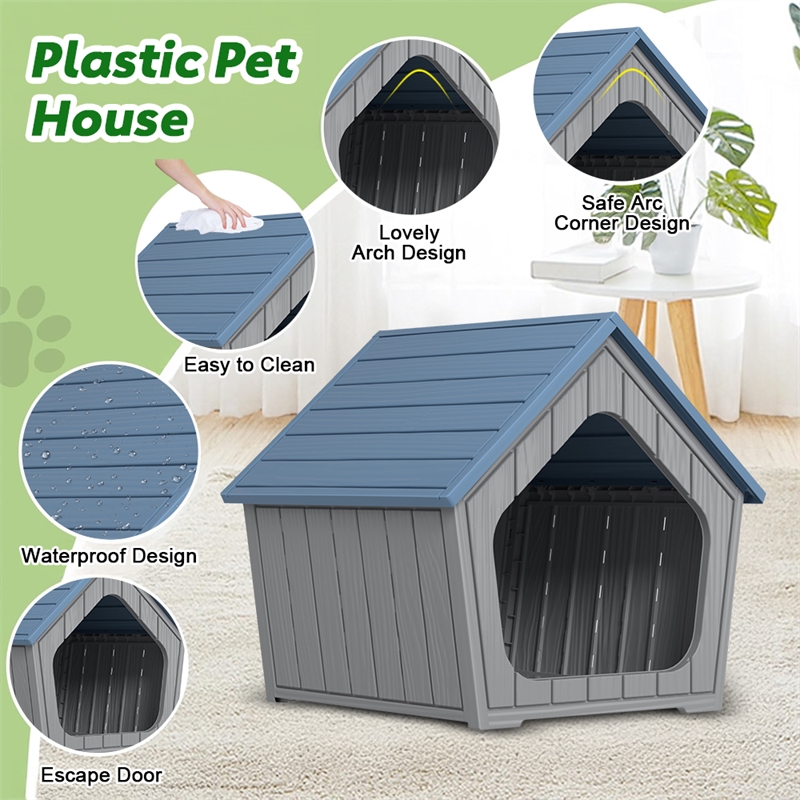 Afuera Living Blue Resin Cat House 575x595x579 mm with Arched Entrance