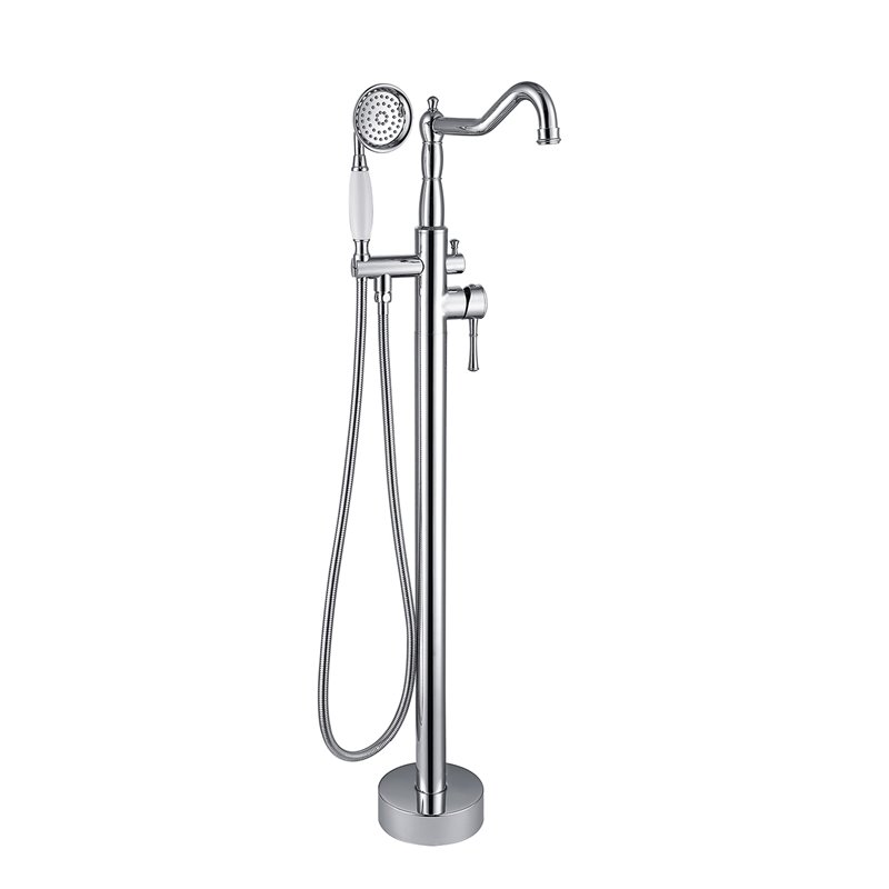 Afuera Living Silver Freestanding Brass Bathtub Faucet with Hand Shower