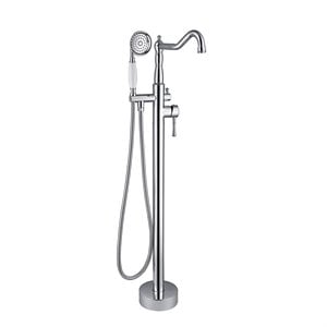 Afuera Living Silver Freestanding Brass Bathtub Faucet with Hand Shower