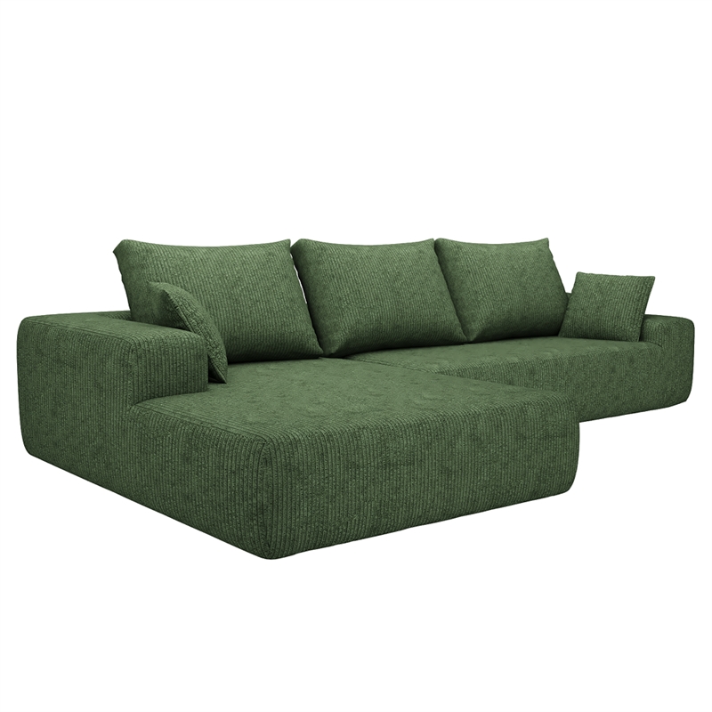 Afuera Living L-Shaped Foam-Filled Corduroy Sofa No Assembly Required