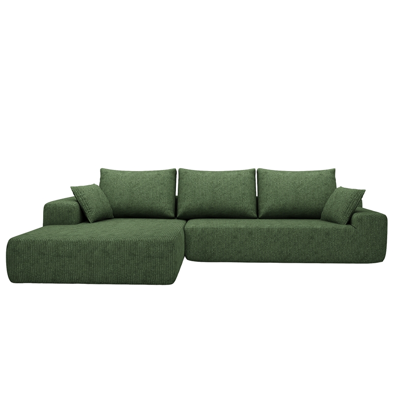 Afuera Living L-Shaped Foam-Filled Corduroy Sofa No Assembly Required