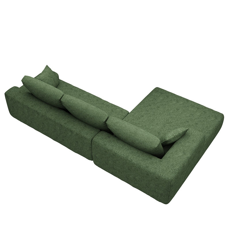 Afuera Living L-Shaped Foam-Filled Corduroy Sofa No Assembly Required