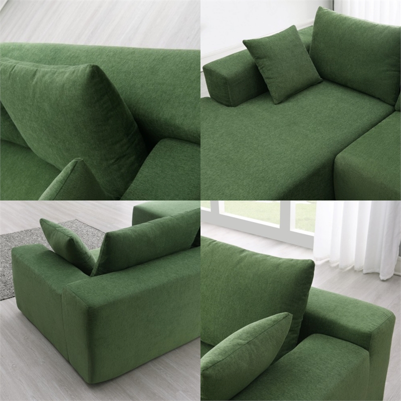 Afuera Living L-Shaped Foam-Filled Corduroy Sofa No Assembly Required
