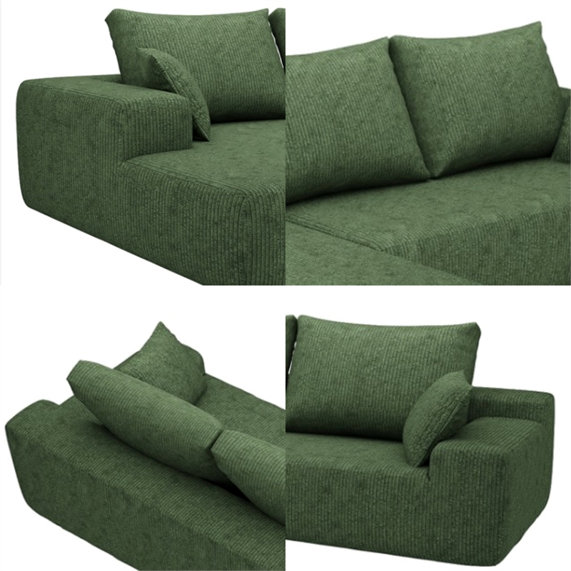 Afuera Living L-Shaped Foam-Filled Corduroy Sofa No Assembly Required