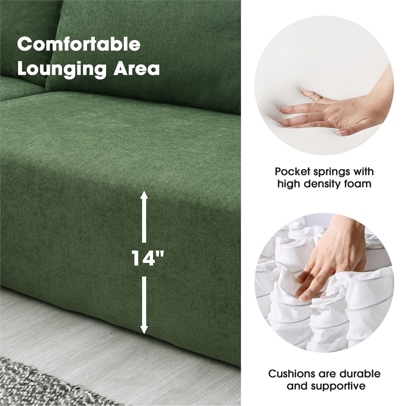 Afuera Living L-Shaped Foam-Filled Corduroy Sofa No Assembly Required