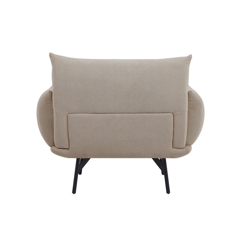 Afuera Living Mid-Century Oversized Fabric Armchair with Metal Legs