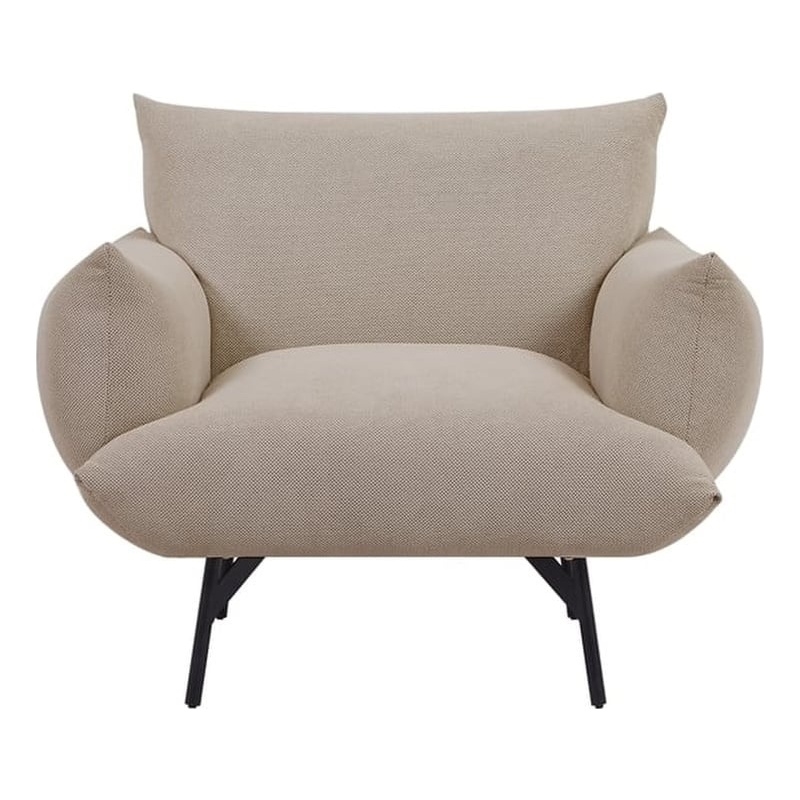 Afuera Living Mid-Century Oversized Fabric Armchair with Metal Legs
