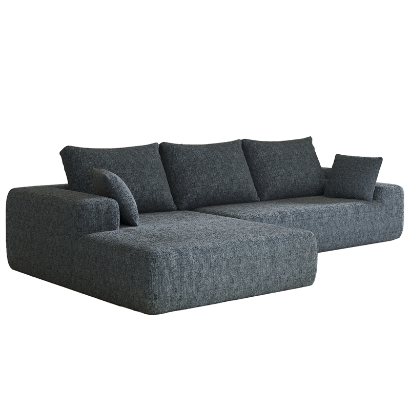 Afuera Living Black L-Shaped Chenille Foam-Filled Modular Sofa No Assembly