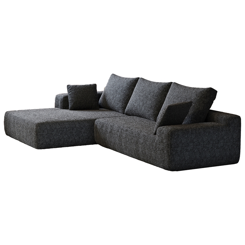 Afuera Living Black L-Shaped Chenille Foam-Filled Modular Sofa No Assembly