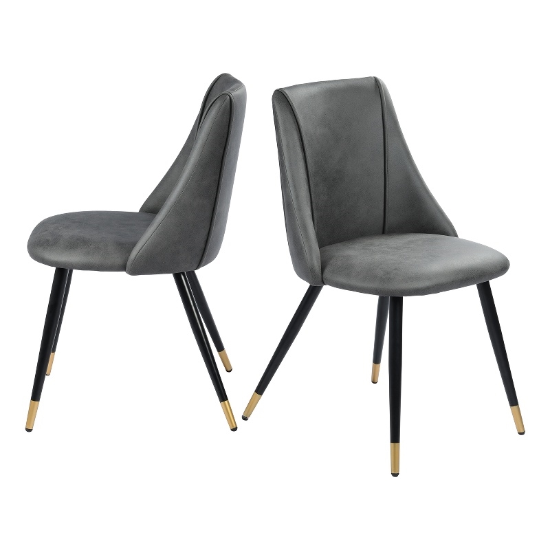 Afuera Living Grey Faux Leather Wing-Back Dining Chairs 2-Piece Set 250 lbs