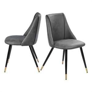 Afuera Living Grey Faux Leather Wing-Back Dining Chairs 2-Piece Set 250 lbs