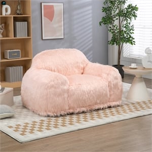 Afuera Living Pink Faux Fur Bean Bag Chair with Memory Sponge Fill