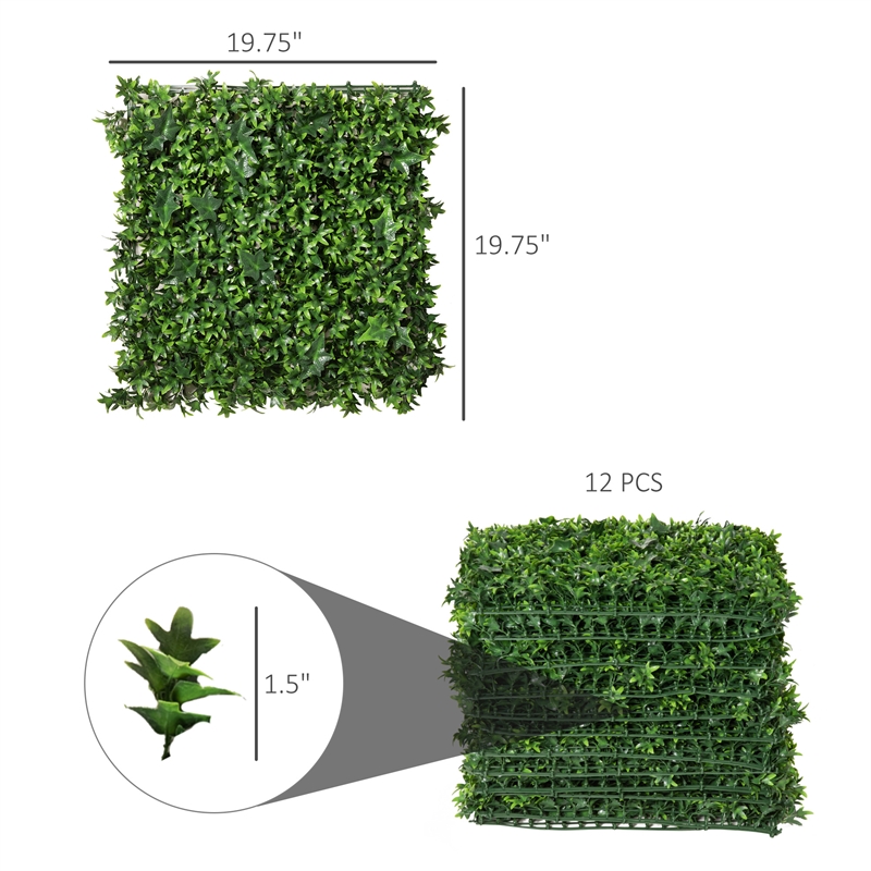Afuera Living 12-Pack Green Artificial Grass Wall Panels 33 Sq Ft Total