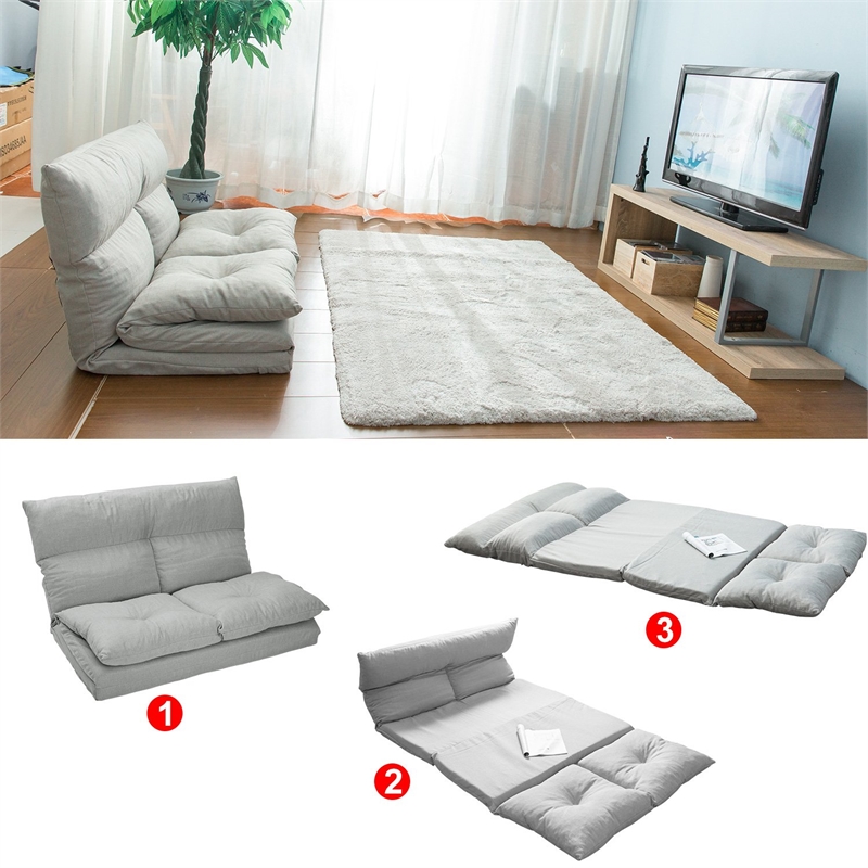 Afuera Living Grey Fabric Folding Chaise Lounge 76.78x39.37x4.3 Inches 220 lbs