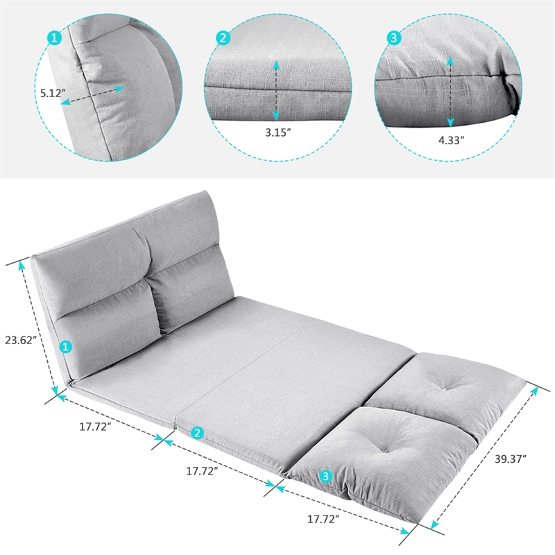 Afuera Living Grey Fabric Folding Chaise Lounge 76.78x39.37x4.3 Inches 220 lbs