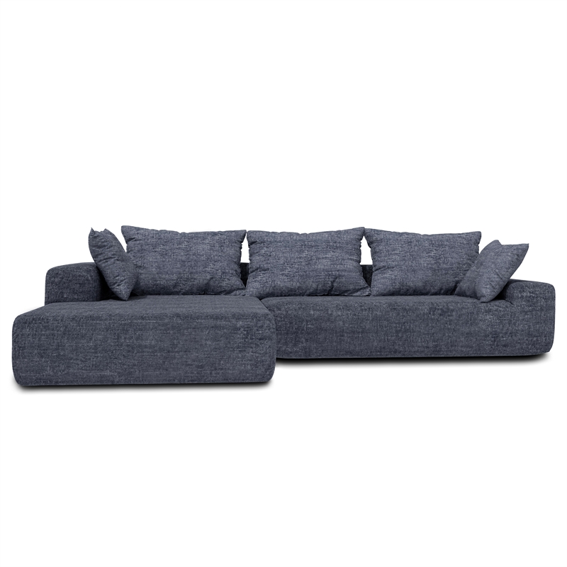 Afuera Living 2-Piece Blue Chenille Foam-Filled Modular Floor Sofa No Assembly