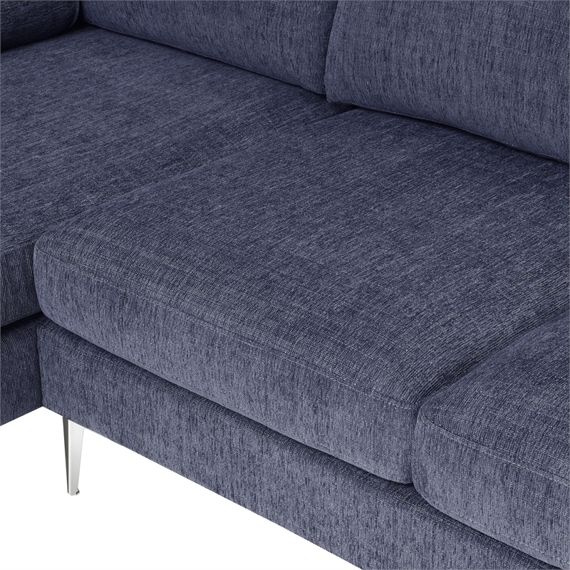 Afuera Living 86-Inch Chenille L-Shaped Sectional Sofa in Blue and Gray