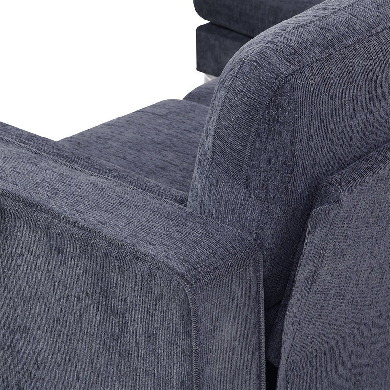 Afuera Living 86-Inch Chenille L-Shaped Sectional Sofa in Blue and Gray